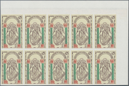 Frankreich: 1966, 1000 Years Mont-Saint-Michel Monastery 0.25fr. IMPERFORATE Block Of Ten From Upper - Sonstige & Ohne Zuordnung