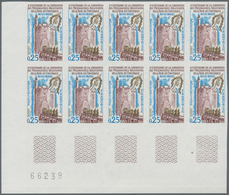 Frankreich: 1968, 200 Years Huguenot Liberation 0.25fr. IMPERFORATE Block Of Ten From Lower Left Cor - Sonstige & Ohne Zuordnung