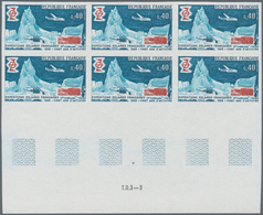 Frankreich: 1968, 20 Years Expedition To The South Pole 0.40fr. IMPERFORATE Block Of Six From Lower - Andere & Zonder Classificatie