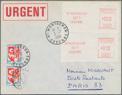 Frankreich - Automatenmarken: 1969, Montgeron "SA 00001", 0.10fr. And 20fr., Both Type 1 In Combinat - Autres & Non Classés