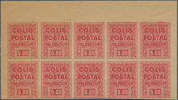Frankreich - Postpaketmarken: 1941, Supplement Stamps (Majoration), Not Issued, 5fr. Red Imperforate - Autres & Non Classés