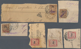 Französische Post In China - Portomarken: 1903 (ca.), Due Stamps Ovpt. "Chine" On Piece: 30 C. Red ( - Sonstige & Ohne Zuordnung