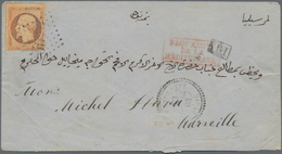 Französische Post In Der Levante: 1868, 40 C Napoleon With "5079" Rhombus Cancel And Besides Red Fra - Autres & Non Classés