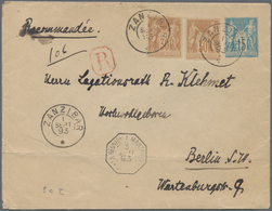 Französische Post In Zanzibar: 1893, 1.9., Two Stamps France 30 C Allegorie Additional Franking On 1 - Altri & Non Classificati