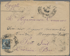 Französische Besetzung I. WK - Castellorizo: 1917, Fench Levant 1pi. On 25c. Blue, Single Franking O - Other & Unclassified