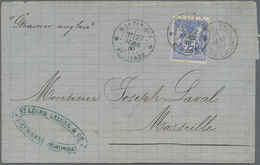 Französische Kolonien - Allgemeine Ausgabe: 1880, 25 C Blue Single Franking On Folded Letter From St - Autres & Non Classés