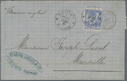 Französische Kolonien - Allgemeine Ausgabe: 1880, 25 C Blue Single Franking On Folded Letter From St - Altri & Non Classificati