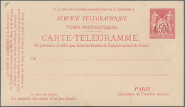 Frankreich - Ganzsachen: 1879/1880, 50 C Carmine Pneumatic Postal Stationery Card And 30c On 50c Ove - Sonstige & Ohne Zuordnung