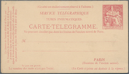 Frankreich - Ganzsachen: 1880, 50 C/50 C Carmine Pneumatic Double Postcard, 30 C On 50 C Overprint P - Autres & Non Classés