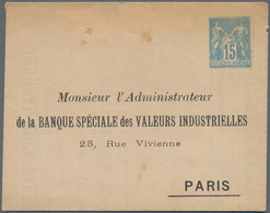 Frankreich - Ganzsachen: 1890s (approx). Folded Letter 15c Sage "Banque Spéciale Des Valeurs Industr - Autres & Non Classés