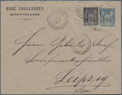 Frankreich - Ganzsachen: 1893. Private Envelope 15c Sage "Marc Challanders, Montpellier". Used With - Altri & Non Classificati