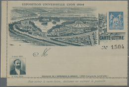 Frankreich - Ganzsachen: 1894. Letter Card 15c Sage "Exposition Universelle Lyon 1894" With Magnific - Andere & Zonder Classificatie