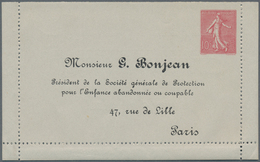 Frankreich - Ganzsachen: 1900s (approx). Letter Card 10c Semeuse Lignée "G. Bonjean, Paris". Unused. - Sonstige & Ohne Zuordnung