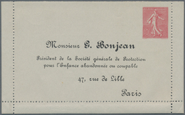 Frankreich - Ganzsachen: 1900s (approx). Letter Card 10c Semeuse Lignée "G. Bonjean, Paris". Unused. - Altri & Non Classificati