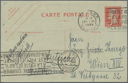 Frankreich - Ganzsachen: 1925, 60/60 C Red On Blueish Postal Stationery Double Postcard Unused And 7 - Altri & Non Classificati
