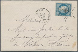 Frankreich - Ballonpost: 1870, 20 C Blue Ceres With Star Cancel "26" On Cover With Text (long Report - 1960-.... Briefe & Dokumente