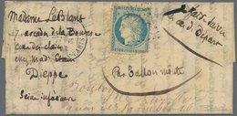 Frankreich - Ballonpost: 1871, "Per Ballon Monte" Handwritten On Folded Letter With 20 C Ceres (defe - 1960-.... Briefe & Dokumente