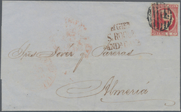 Gibraltar: 1853. Great Parts Of A Cover From GIBRALTAR To Cadiz, British Circular GIBRALTAR 25 AP 18 - Gibraltar