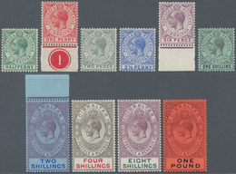 Gibraltar: 1912, KGV Definitives With Mult Crown CA Wmk. Complete Set Of Ten, Mint Lightly Hinged, S - Gibilterra