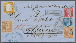 Griechenland: 1862, King Victor Emanuel II. 80c. Orange-yellow, Perf 11½x12, Used On Entire Letter F - Lettres & Documents