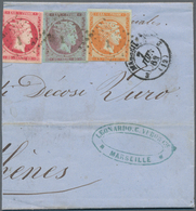 Griechenland: 1862, 10 C Orange, 40 C Violet And 80 C (truncated) On A Half Of A Folded Letter From - Storia Postale