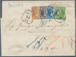 Griechenland: 1863, Folded Letter Without Stamps From Triest Nach SYRA With Tax "75" And Afterfranki - Brieven En Documenten