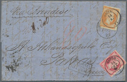 Griechenland: 1865, 10 L Orange And 80 L Red Afterfranking On Folded Letter From Manchester Via Brin - Briefe U. Dokumente