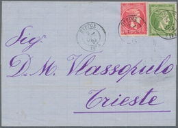 Griechenland: 1878/1884, Interesting Folded Letter Pair With 10 L And 20 L From Patras To Triest And - Briefe U. Dokumente