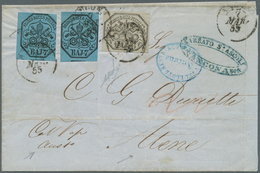 Griechenland - Besonderheiten: 1855: 6 Baj Black On Grey And 2x 7 Baj Black On Blue, All Tied By "AN - Other & Unclassified