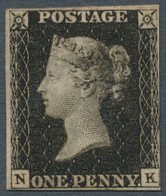 Großbritannien: 1840, 1 D. Black, Plate 4, NK, Good Margin On Three Sides, Unused Without Gum And Sm - Sonstige & Ohne Zuordnung