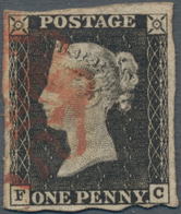 Großbritannien: 1840 1d. Black, Lettered F-C, Used And Cancelled By Red Maltese Cross, Seperated Unu - Sonstige & Ohne Zuordnung