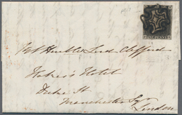 Großbritannien: 1840, 1d. Black, Fresh Colour And Full Margins All Around On Lettersheet Clearly Obl - Autres & Non Classés