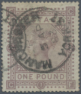 Großbritannien: 1867/1883, £1 Brown-lilac, Wm Large Anchor, Used Copy Bearing C.d.s. "MANCHESTER 5 A - Autres & Non Classés