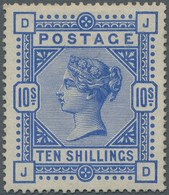 Großbritannien: 1883, 10s. Ultramarine, Wm. Anchor, Lettered J-D, Deep Intense Colour, Mint Original - Autres & Non Classés