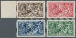 Großbritannien: 1913, Seahorses Simplified Set Of Four 2s6d. Sepia-brown To £1 Green (one Nibbed Per - Autres & Non Classés