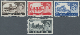 Großbritannien: 1955, Postage Stamps Castles 2,6 Sh.-1 Pfd., Mint NH, Complete Luxury Set . - Autres & Non Classés