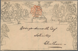 Großbritannien - Ganzsachen: 1840, Muready Envelope 1d. Black Used With Red MC On Front And C.d.s. " - 1840 Mulready-Umschläge