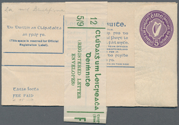 Irland - Ganzsachen: 1924/1925, 5 Pg Violet Postal Stationery Registered Cover Unused + Original Wra - Entiers Postaux