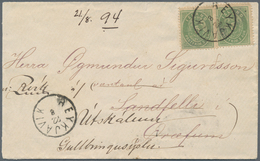 Island: 1894 Cover From Reykjavik To Sandfelli, Re-directed To Útskálum And Returned, Franked By Two - Autres & Non Classés