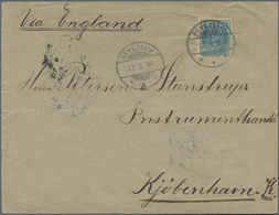 Island: 1896 Cover From Reykjavik To Copenhagen Via England, Franked By 1891 20a. Blue Tied By "REYK - Autres & Non Classés