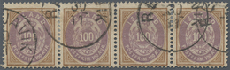 Island: 1892 100a. Lilac & Brown Horizontal Strip Of Four, Cancelled By "REYKJAVÍK/30/11" C.d.s. The - Altri & Non Classificati