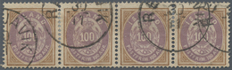 Island: 1892 100a. Lilac & Brown Horizontal Strip Of Four, Cancelled By "REYKJAVÍK/30/11" C.d.s. The - Other & Unclassified