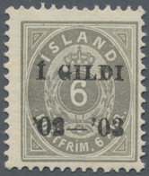 Island: 1902-03 6a. Grey, Perf 12¾, Sheet Pos. 26, With BLACK OVERPRINT "Í GILDI/'02-'03", Mint Neve - Autres & Non Classés