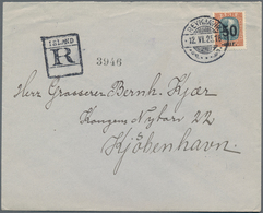 Island: 1925, 50 Aur On 5 Kr Overprint Stamp Single Franking On Registered Letter From Reykjavik To - Autres & Non Classés