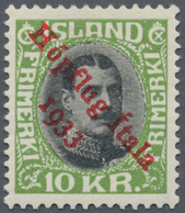 Island: 1933 "Hópflug" 10kr. Black & Green, MINT NEVER HINGED, Fresh And Very Fine. L. Nielsen Certi - Sonstige & Ohne Zuordnung