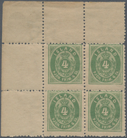Island - Dienstmarken: 1873 Official 4s. Green Top Left Corner Block Of Four, Stamps MINT NEVER HING - Service