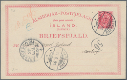 Island - Ganzsachen: 1880, 10 Aur Stationery Card In Two Different Types Sent With Text To Salzburg - Entiers Postaux