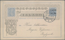 Island - Ganzsachen: 1903, 1 Gildi On 5 Aur Blue Postal Stationery Postcard With Additional Print On - Postal Stationery