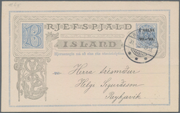 Island - Ganzsachen: 1903, 1 Gildi On 5 Aur Blue Postal Stationery Postcard With Additional Print On - Entiers Postaux