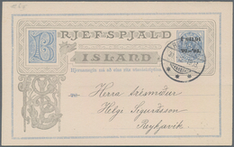 Island - Ganzsachen: 1903, 1 Gildi On 5 Aur Blue Postal Stationery Postcard With Additional Print On - Postal Stationery